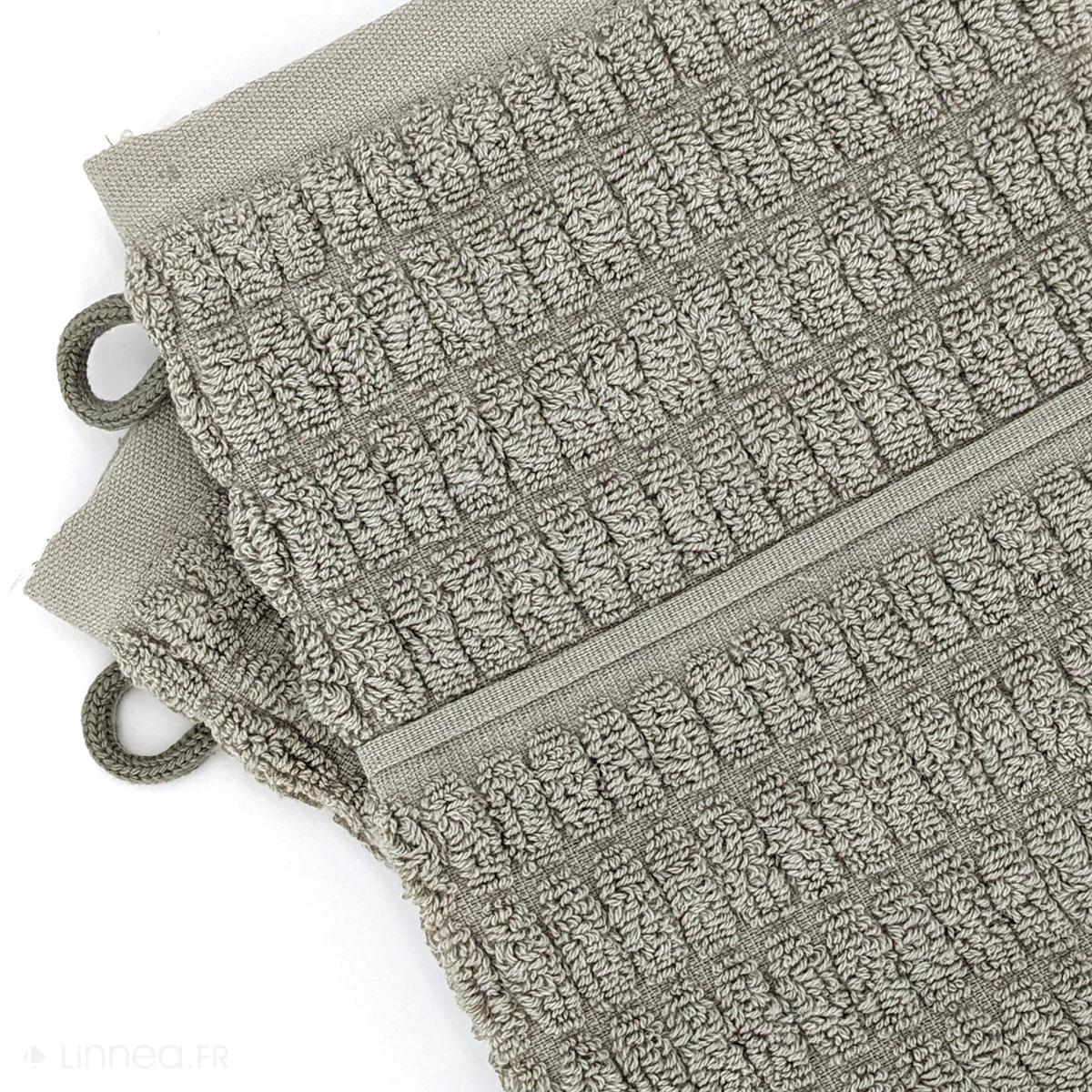 Lot de 2 gants de toilette en fils retors 16x21 cm pur coton col thumbnail