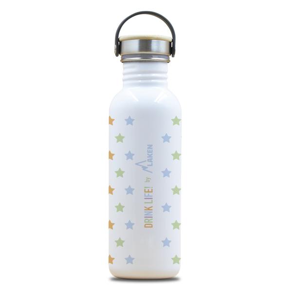Gourde inox 750ml étoile, bouchon inox et bambou thumbnail