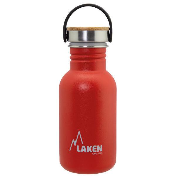 Gourde inox 500ml Rouge, bouchon inox et bambou thumbnail