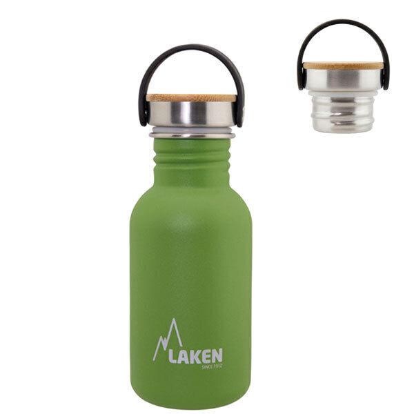 Gourde inox 500ml Verte, bouchon inox et bambou thumbnail