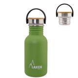 Gourde inox 500ml Verte, bouchon inox et bambou thumbnail
