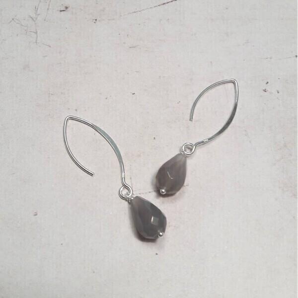 Boucles D'Oreilles Iara Agate Grise Argent 925 thumbnail