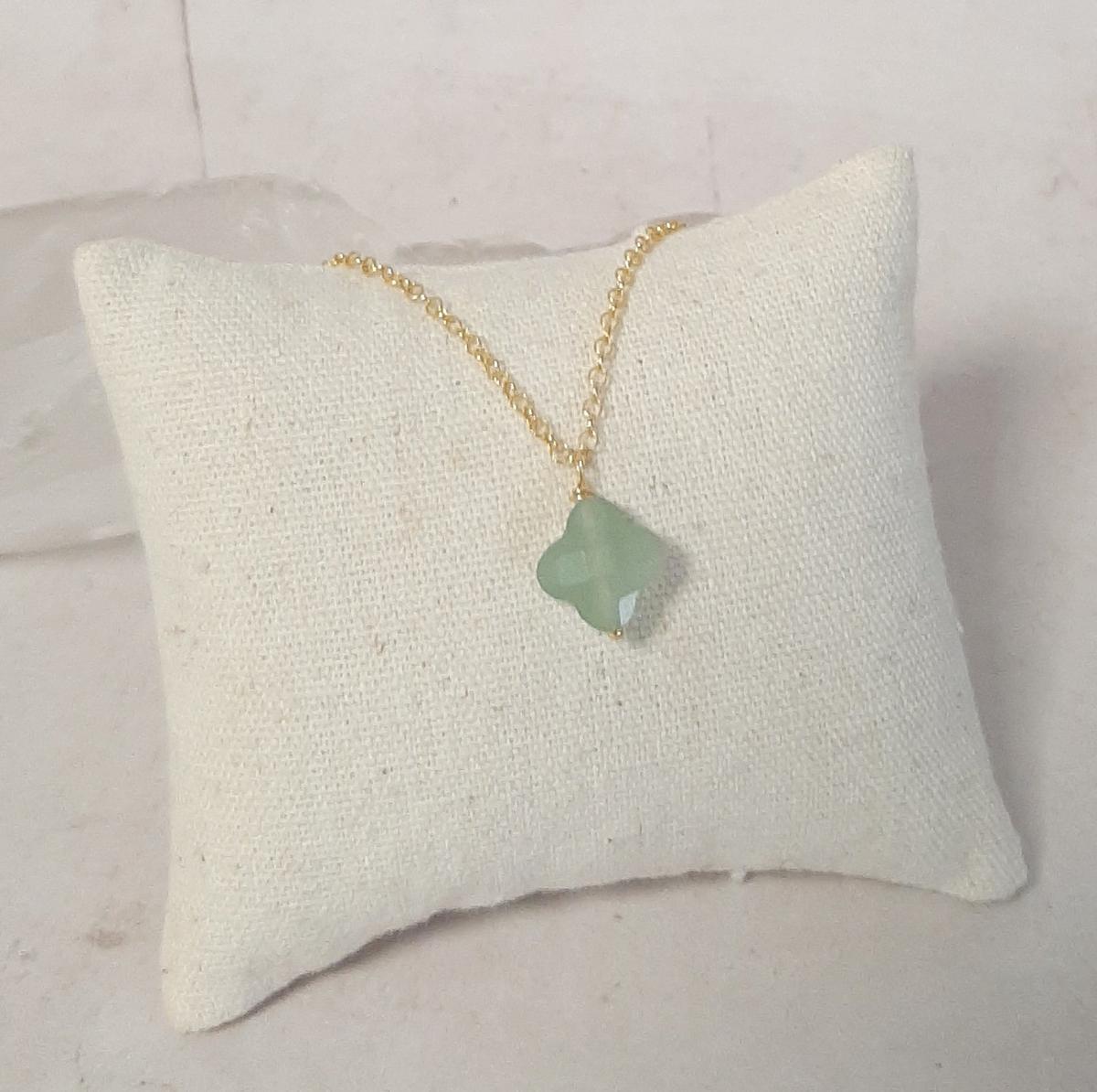 Collier Trèfle Aventurine Verte  Argent 925 Doré thumbnail
