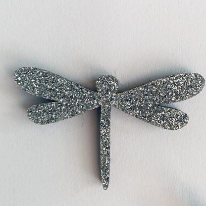 Pin's pailleté - Libellule - Argenté