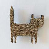 Broche pailletée -  Chat debout - Dorée thumbnail