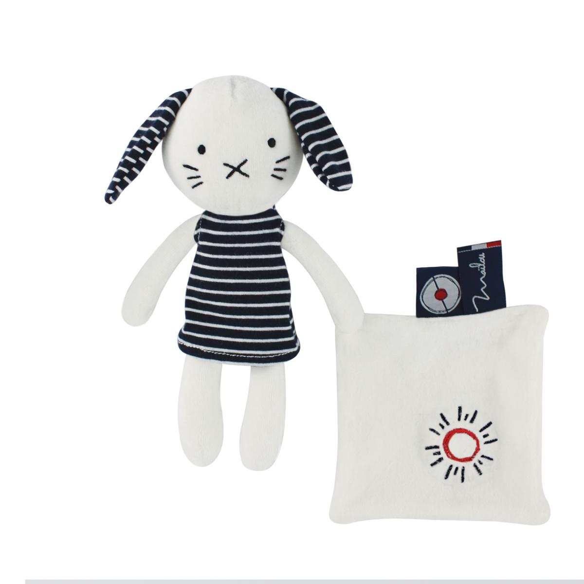 Peluche Chien avec Doudou - 22 cm - Coton BIO