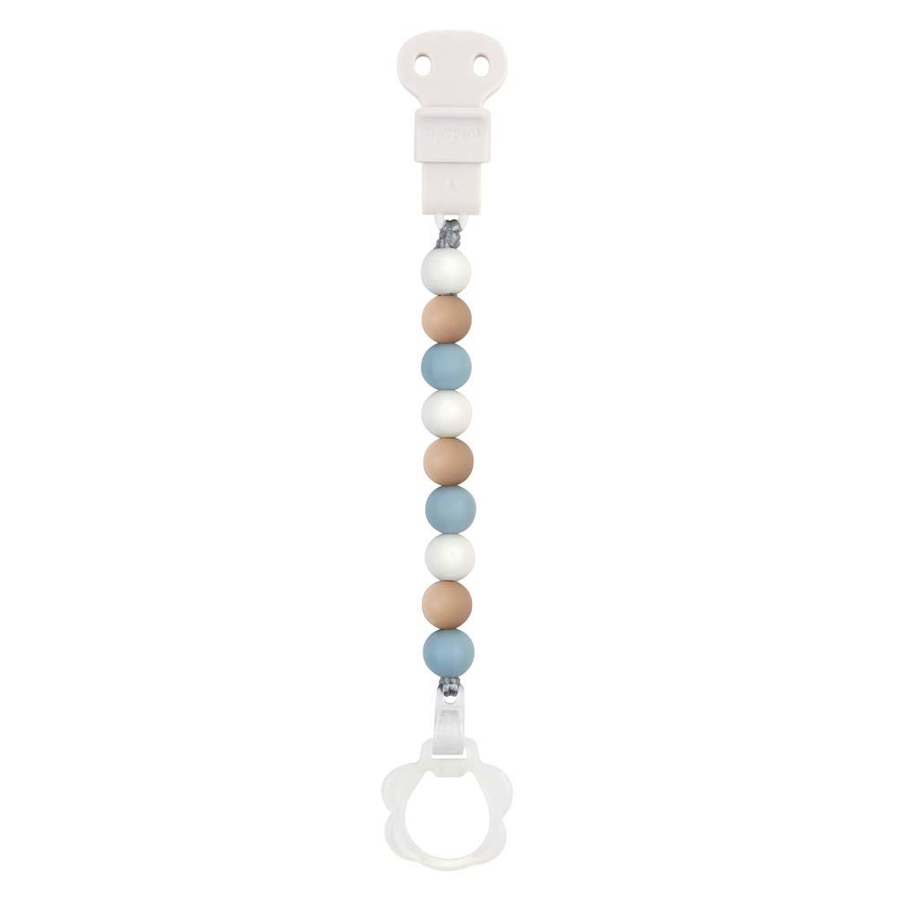 Attache tétine silicone bleu blanc beige thumbnail