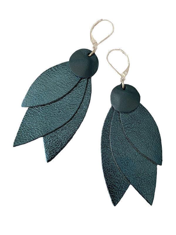 Boucles d'oreilles Céleste bleu pétrole thumbnail
