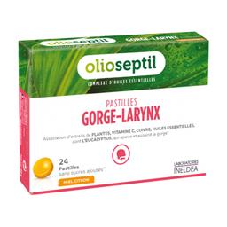 Gorge et larynx Olioseptil (miel et citron) 24 pastilles (Citron