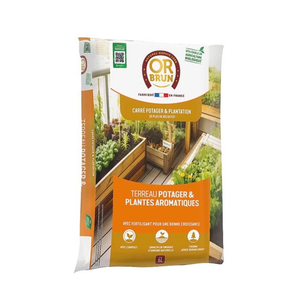 Terreau plantes aromatiques et carré potager - Sac de 6 litres