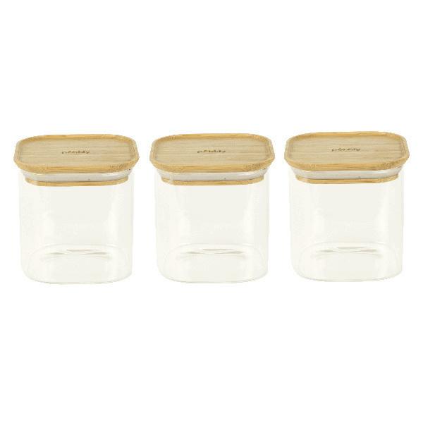 Set de 3 boites carrées en verre et bambou 80cl thumbnail