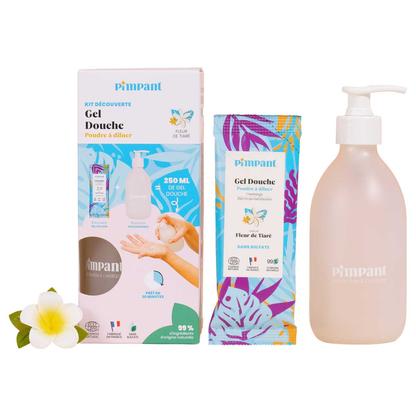 Kit gel douche fleur de tiaré (bouteille + recharge)