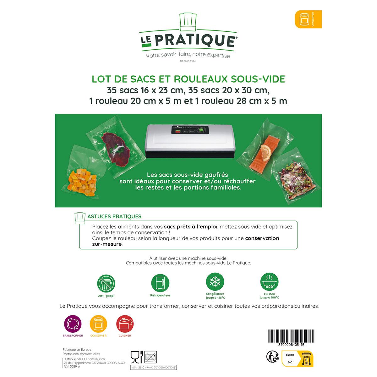 Set de 70 sacs et 2 rouleaux sous vide gauffrés thumbnail