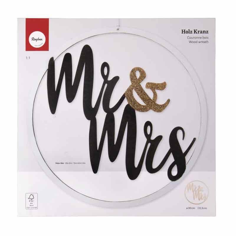 Décoration en bois 30 cm - Mr&Mrs thumbnail
