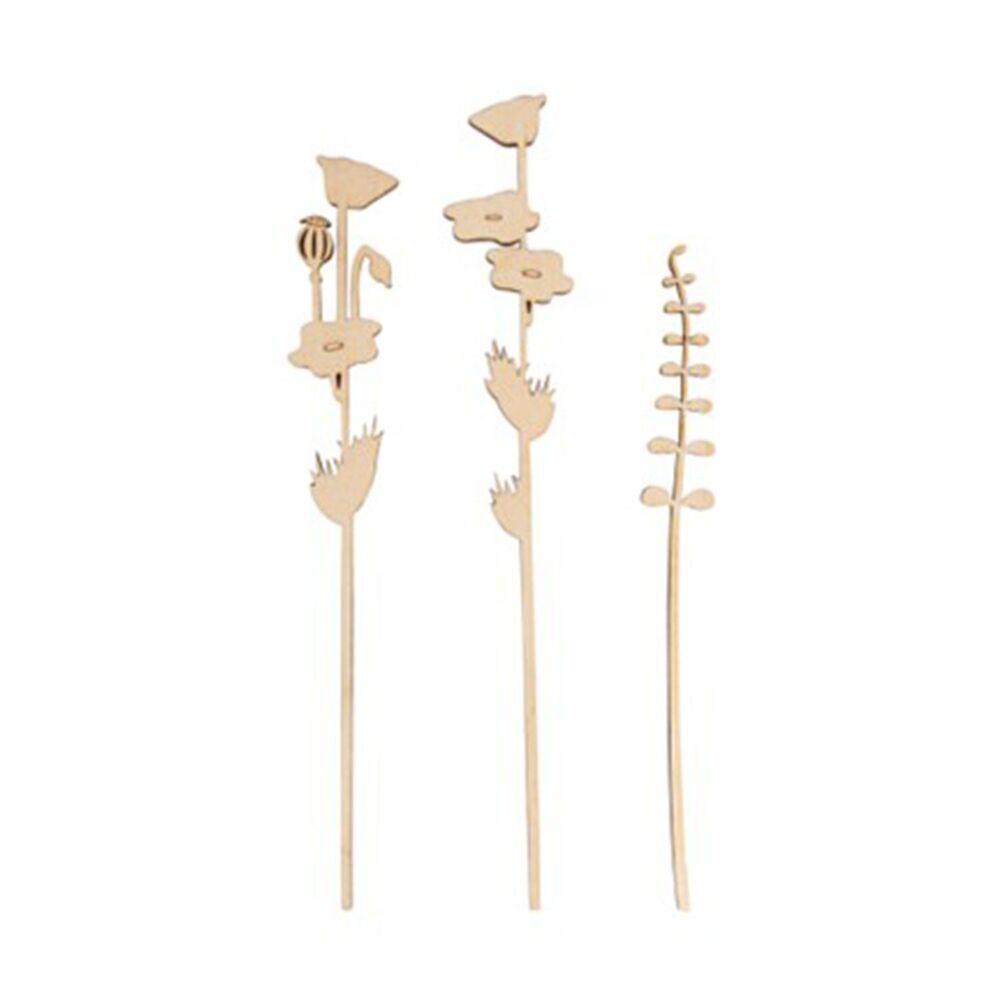 Tige de Papaver et herbe en bois 20 cm thumbnail