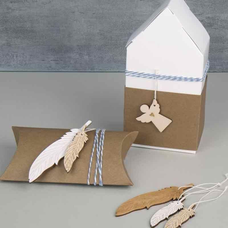 Pendentif en bois 12,5 x 7,5 cm - Plumes thumbnail