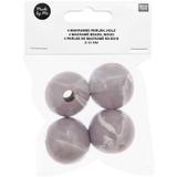4 Perles rondes - bois gris - 35 mm thumbnail