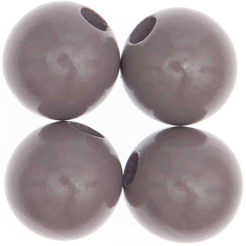 4 Perles rondes - bois gris - 35 mm thumbnail
