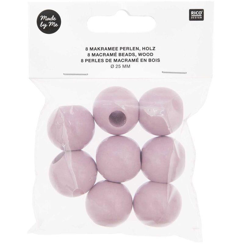 8 Perles rondes - bois rose - 25 mm thumbnail