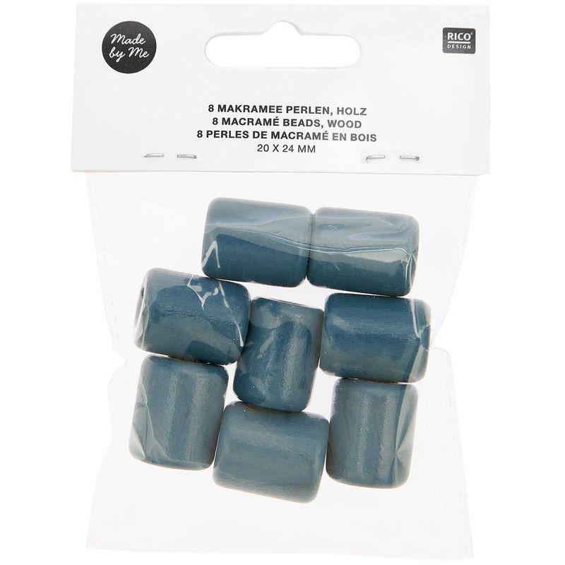 8 Perles cylindriques - bois pétrole - 20 mm thumbnail