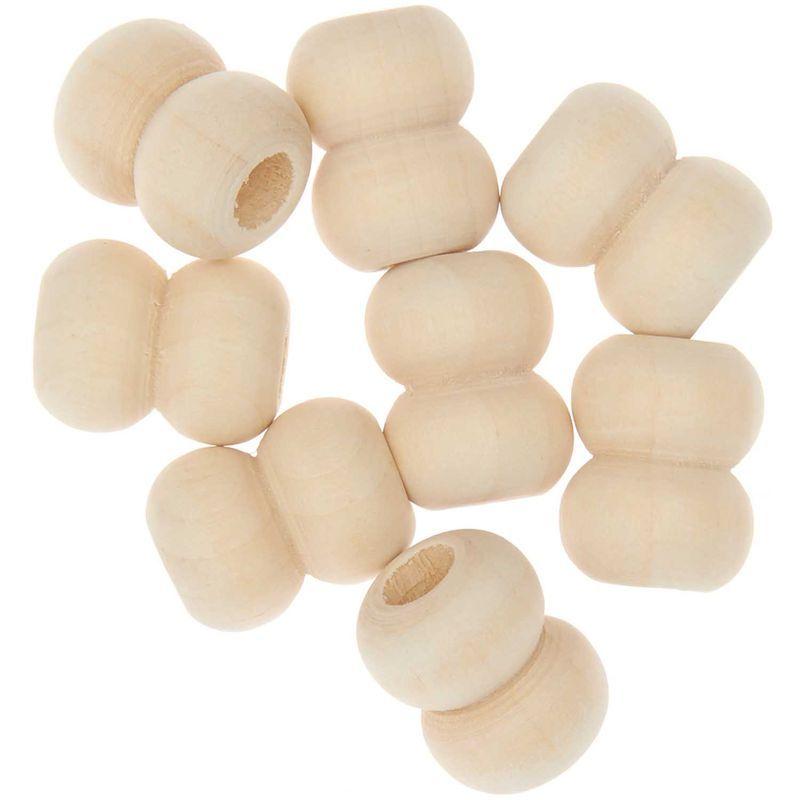 8 Perles rondes doubles - bois nature - 22 mm thumbnail
