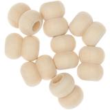 8 Perles rondes doubles - bois nature - 22 mm thumbnail