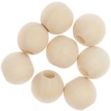 8 Perles rondes macramé - bois nature - 25 mm thumbnail