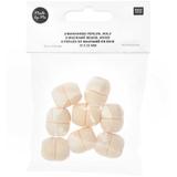 8 Perles rondes fantaisie - bois nature - 22 mm thumbnail
