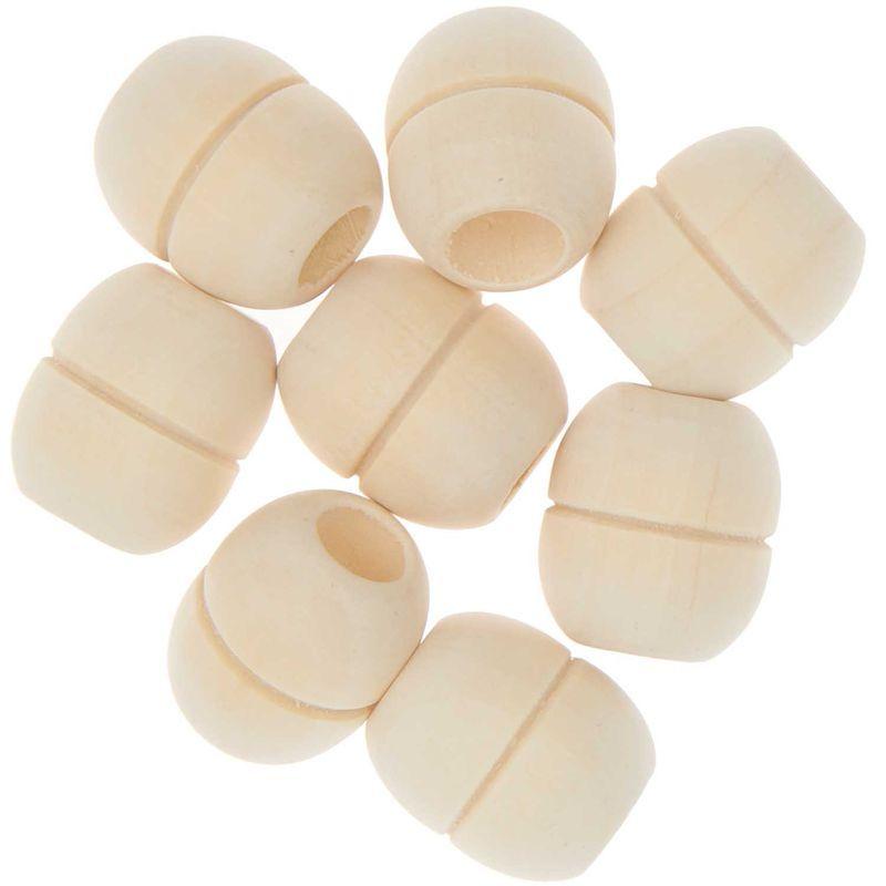 8 Perles rondes fantaisie - bois nature - 22 mm thumbnail
