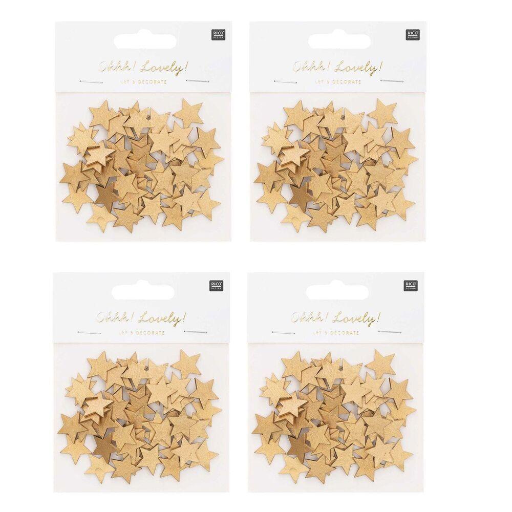 192 confettis étoiles en bois dorés 2 cm thumbnail