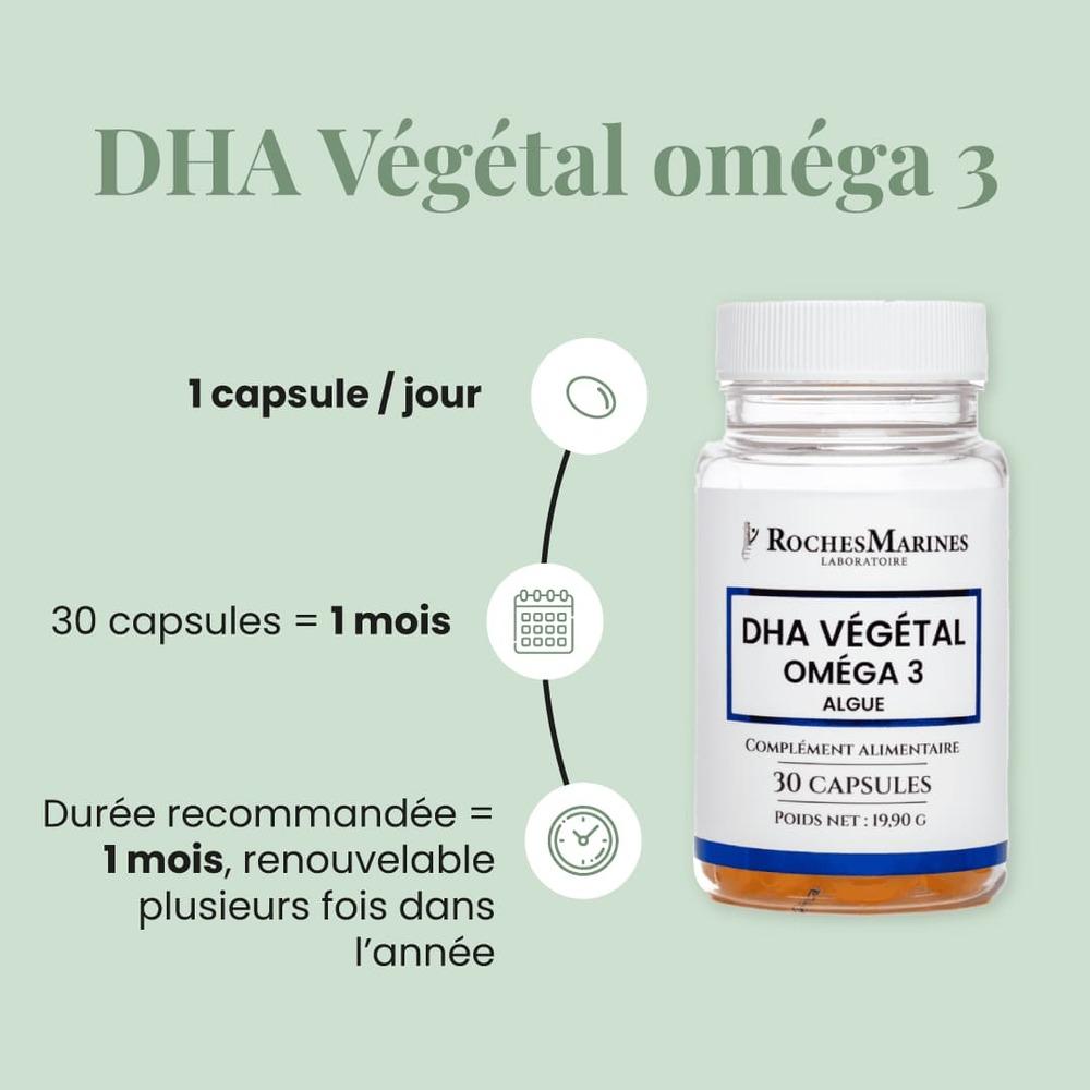DHA VÉGÉTAL OMÉGA 3  - Mémoire et cœur - 30 capsules thumbnail