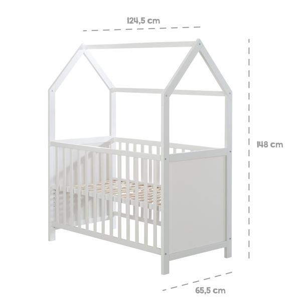 Lit Cabane Bébé Évolutif 60x120 - Réglable en hauteur thumbnail