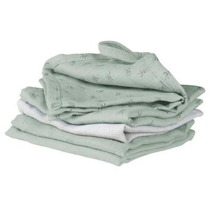 Lot de gants de toilette bio "Lil Planet" 5 pc - vert givré/gris
