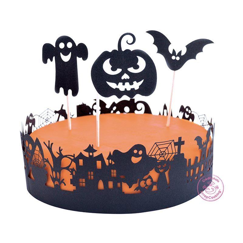 Décoration papier noires pour gâteau Halloween thumbnail