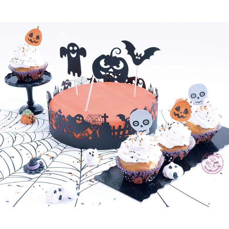 Décoration papier noires pour gâteau Halloween thumbnail
