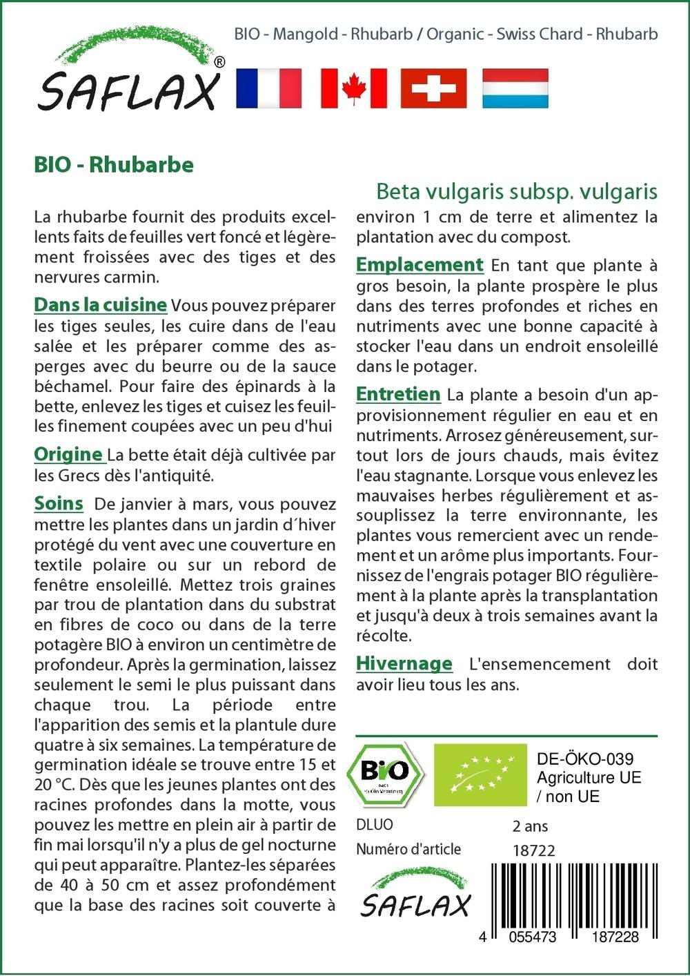 Ensemble de culture - BIO - Rhubarbe - 50 graines thumbnail