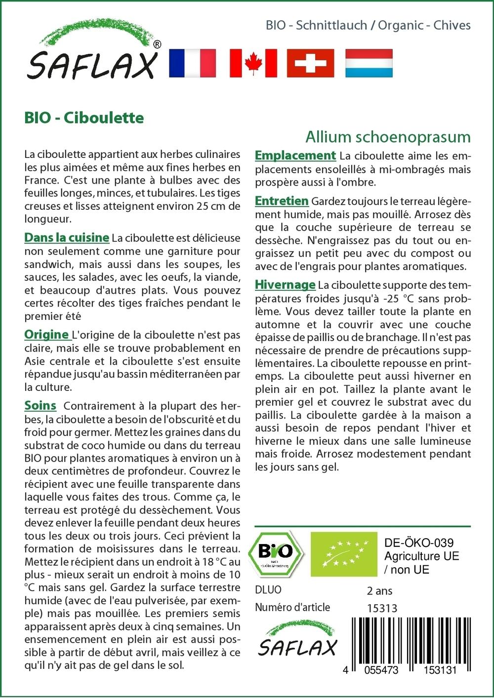 Ensemble de culture - BIO - Ciboulette - 250 graines thumbnail