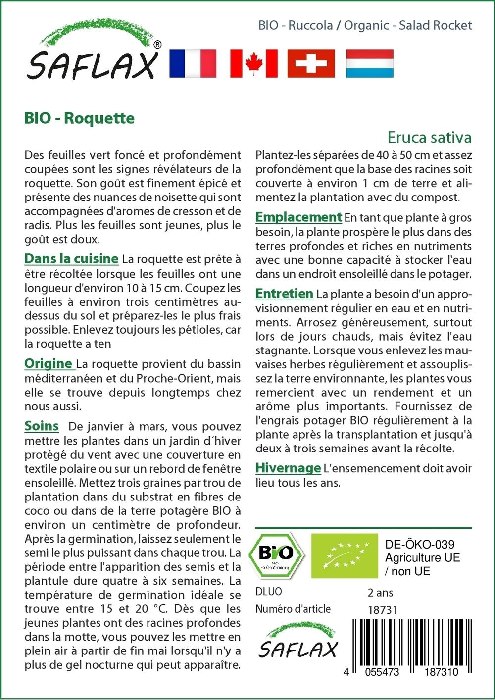 BIO - Roquette - 3000 graines - Eruca thumbnail