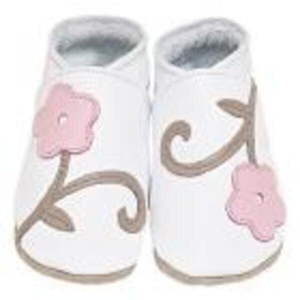 Chaussons cuir orchidée blanc 4-5 ans