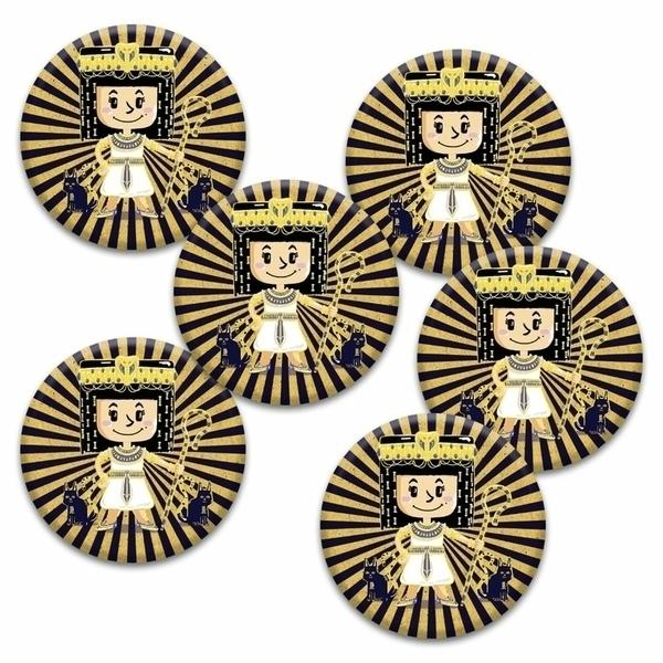 Kit de 6 badges Cléopâtre anniversaire enfant thumbnail