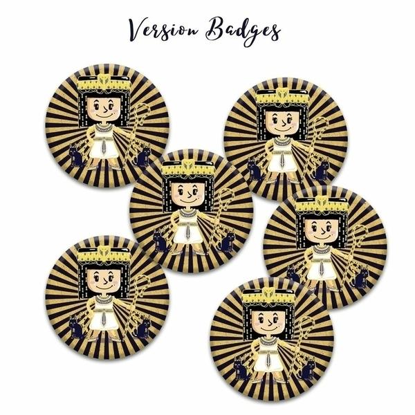 Kit de 6 badges Cléopâtre anniversaire enfant thumbnail