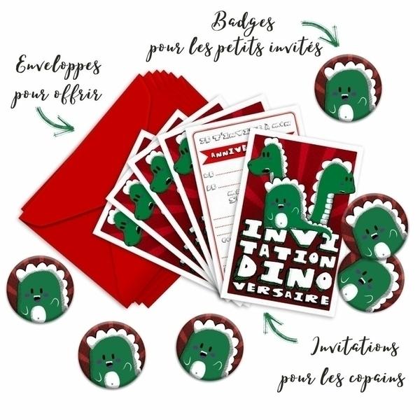 Kit de 6 badges Dinosaure anniversaire enfant thumbnail