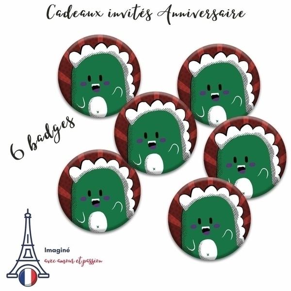 Kit de 6 badges Dinosaure anniversaire enfant thumbnail