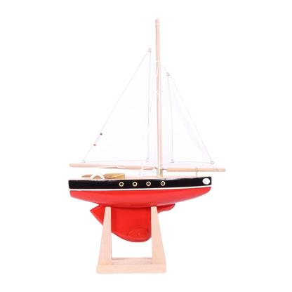 Voilier en Bois Tirot Rouge 30 cm - Artisanat Breton