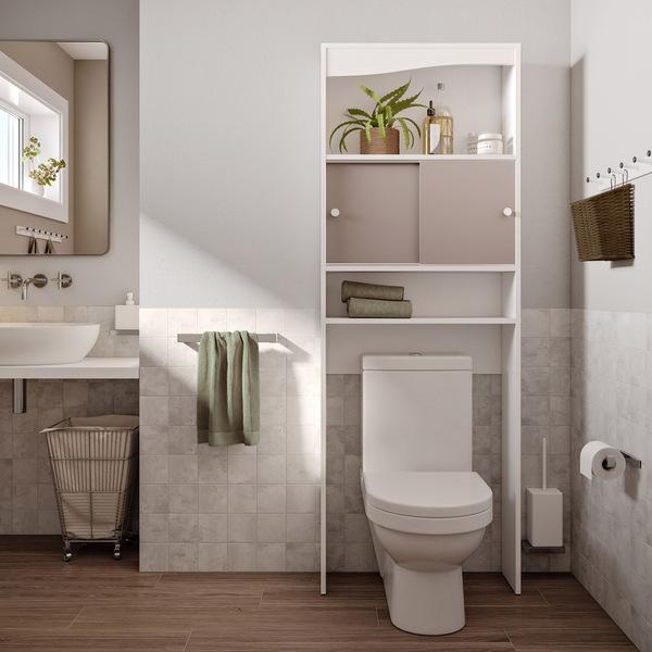 Meuble wc WAVE - blanc et taupe - SYMBIOSIS thumbnail