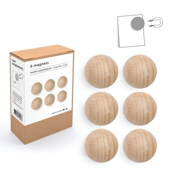 boîte de 6 boules magnétiques en bois - naturel thumbnail