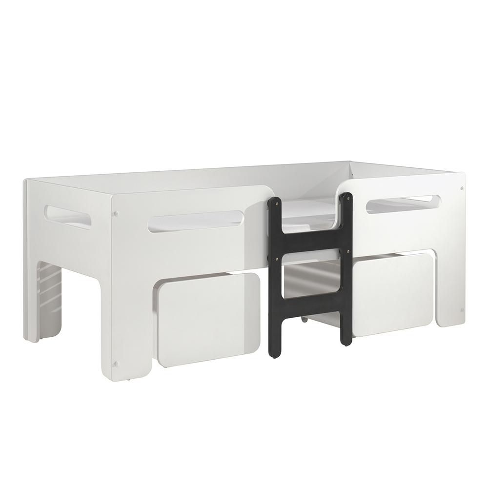 Lit Mi-Hauteur 90x200 sommier inclus Luca - Blanc thumbnail