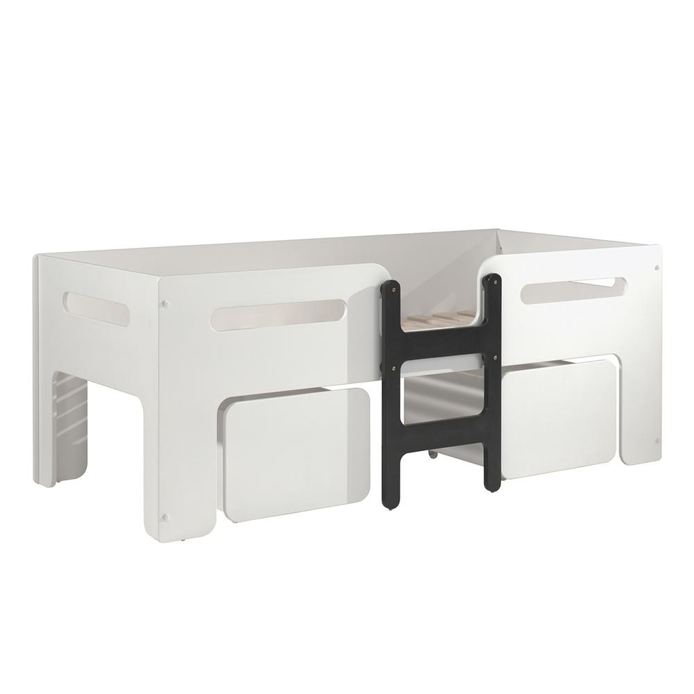 Lit Mi-Hauteur 90x200 sommier inclus Luca - Blanc thumbnail