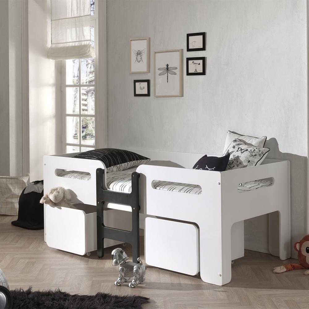 Lit Mi-Hauteur 90x200 sommier inclus Luca - Blanc thumbnail