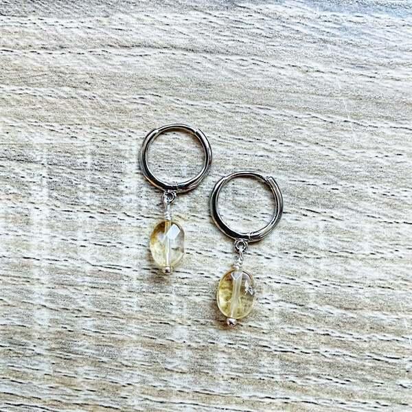 Créoles Mini Candy Citrine jaune Argent thumbnail